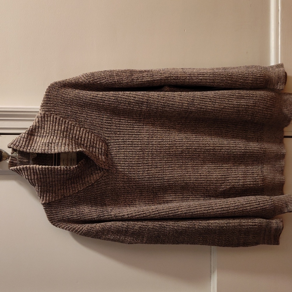 Cozy, vintage, shaker-knit sweater. Oatmeal & Black space dyed.